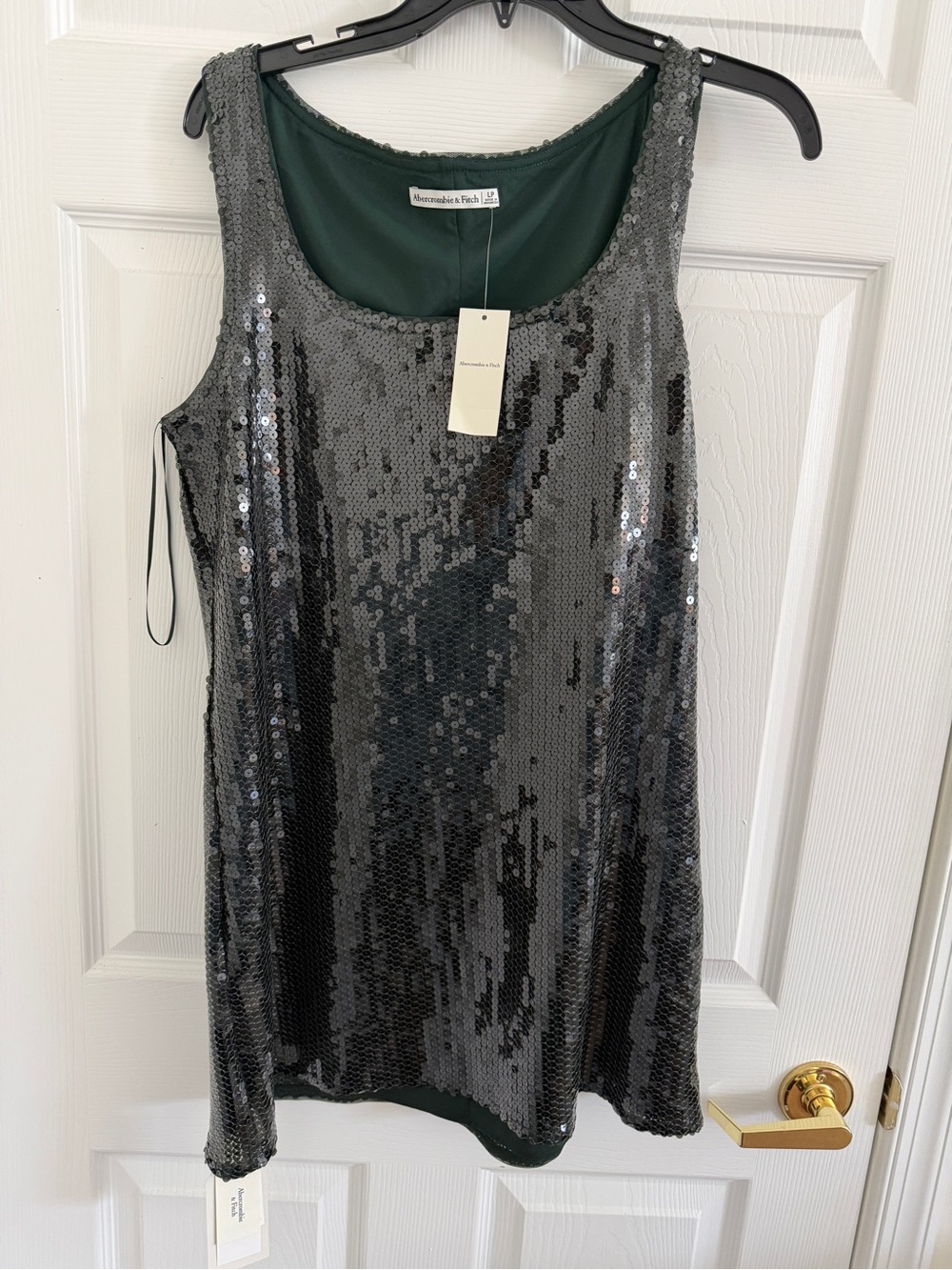 NWT Abercrombie & Fitch Dark Green Sequin Sleeveless Dress